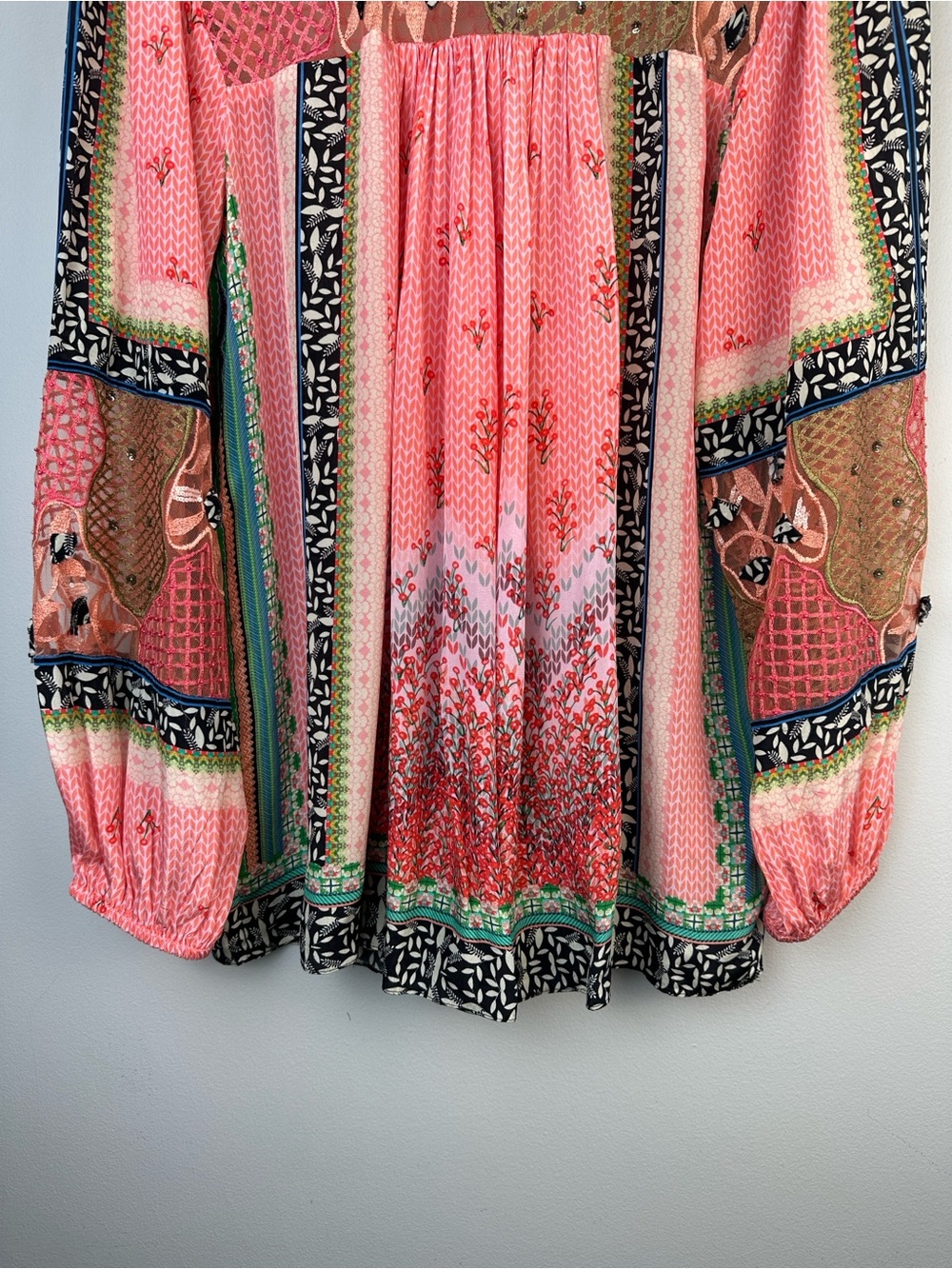 Bhanuni by Jyoti Rosario Embroidery Blouse SM Bohemian High Neck Long Sleeve Top - Picture 8 of 16